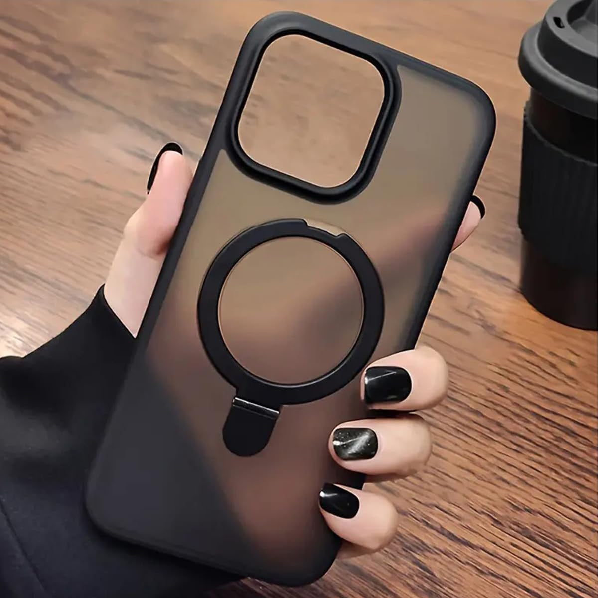 Faneiy Magnetic Ring Case for Iphone 13/14 Case Compatible with Magsafe Kickstand Invisible Bracket Matte Frosted Shockproof Cute Cellphone Cover for Iphone 13/14-6.1'' Black  Faneiy   