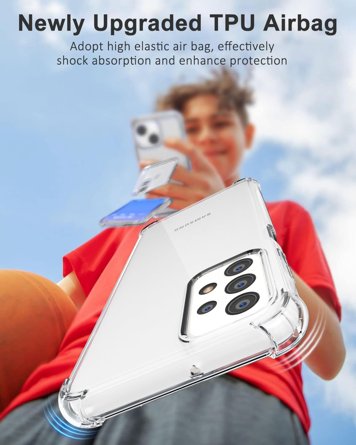 For Samsuang Galaxy A53 5G Case Clear, Transparent Jelly Protective Silicone Phone Case Design for Women Girly Cute Simple, Thin Slim Fit Soft Flexible TPU Shockproof Bumper, Crystal Clear