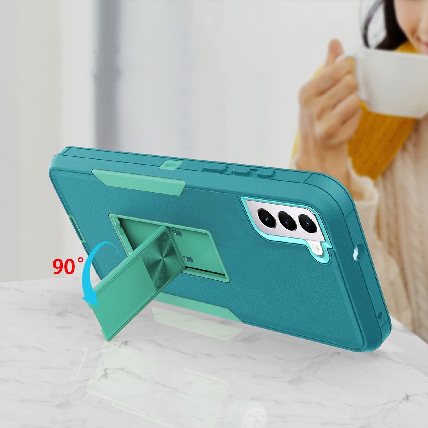 For Samsung Galaxy S22 plus 5G Case with Screen Protector Maximum Coverage and Kickstand, [Military Grade] Heavy-Duty Tough Rugged Shockproof Protective Case for Galaxy S22 plus 5G (Green)