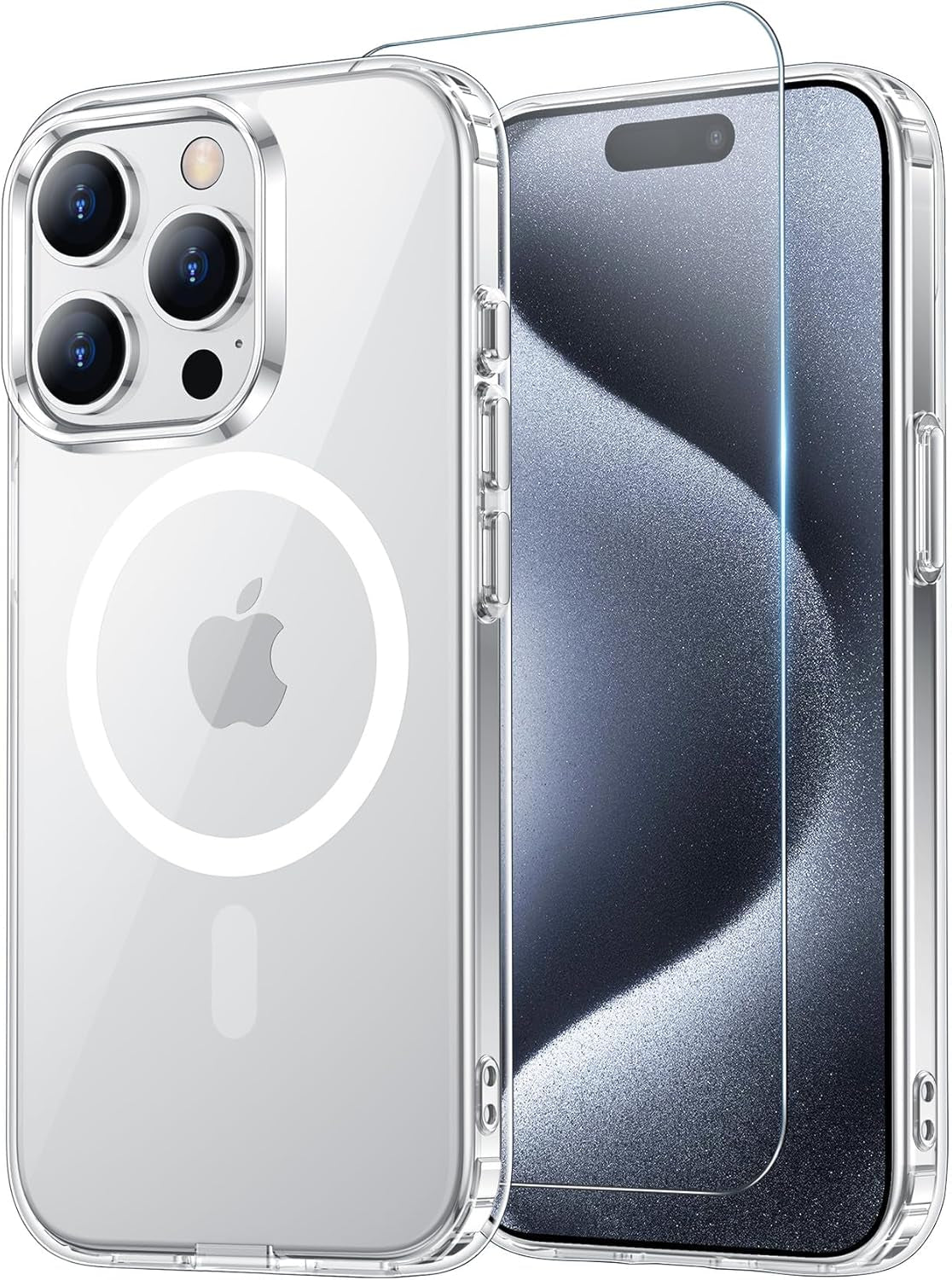 Temdan for Iphone 17 Pro Max Case Clear with Screen Protector, Compatible with Magsafe, Anti-Yellowing, Military-Grade Protection, Shockproof Slim Magnetic Phone Case Cover, Transparent