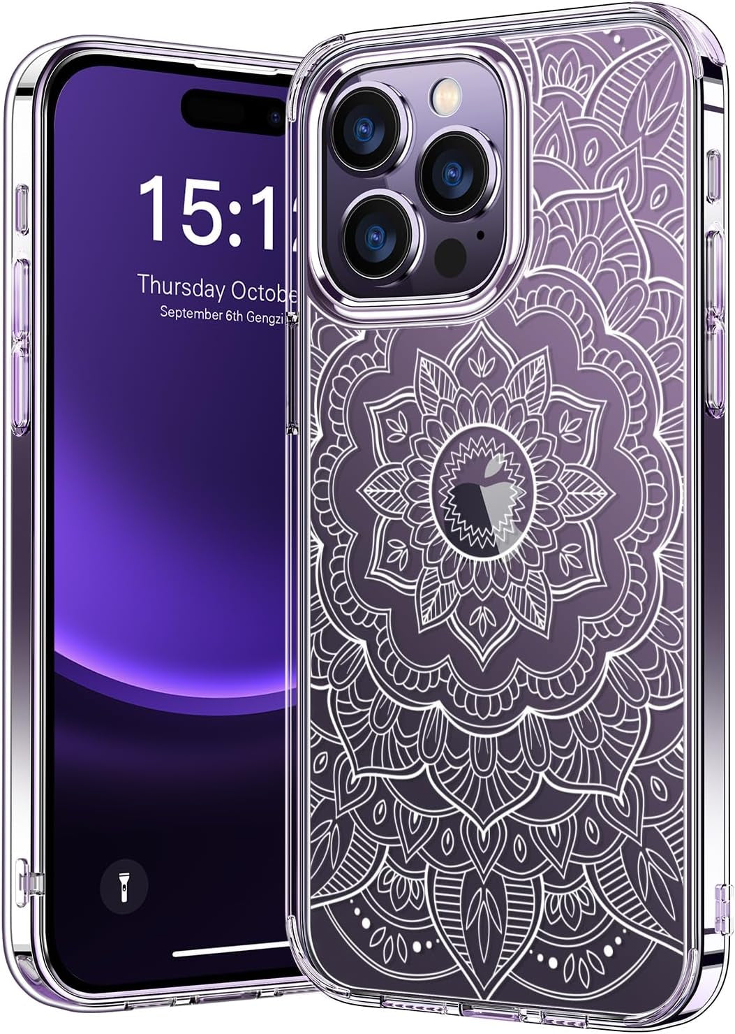 Bicol Compatible with Iphone 15 Pro Case,Crystal Clear Cover with Fashionable Designs for Girls Women,Slim Fit Shockproof Protective Acrylic Phone Case 6.1 Inch,Beautiful Elephant  bicol   