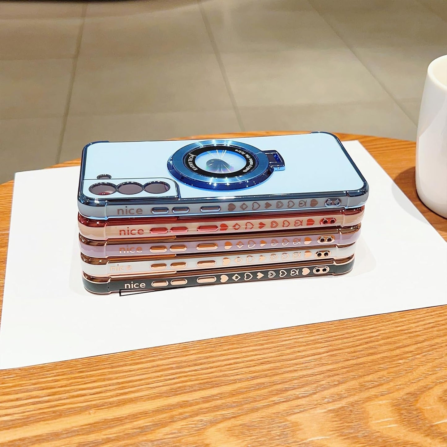 For Samsung Galaxy S22 plus Case with Magnetic Ring Stand [Compatible with Magsafe] Cute Love Heart Luxury Electroplate Plating Silicone Shockproof Cover for Galaxy S22 plus 6.6"(Purple)