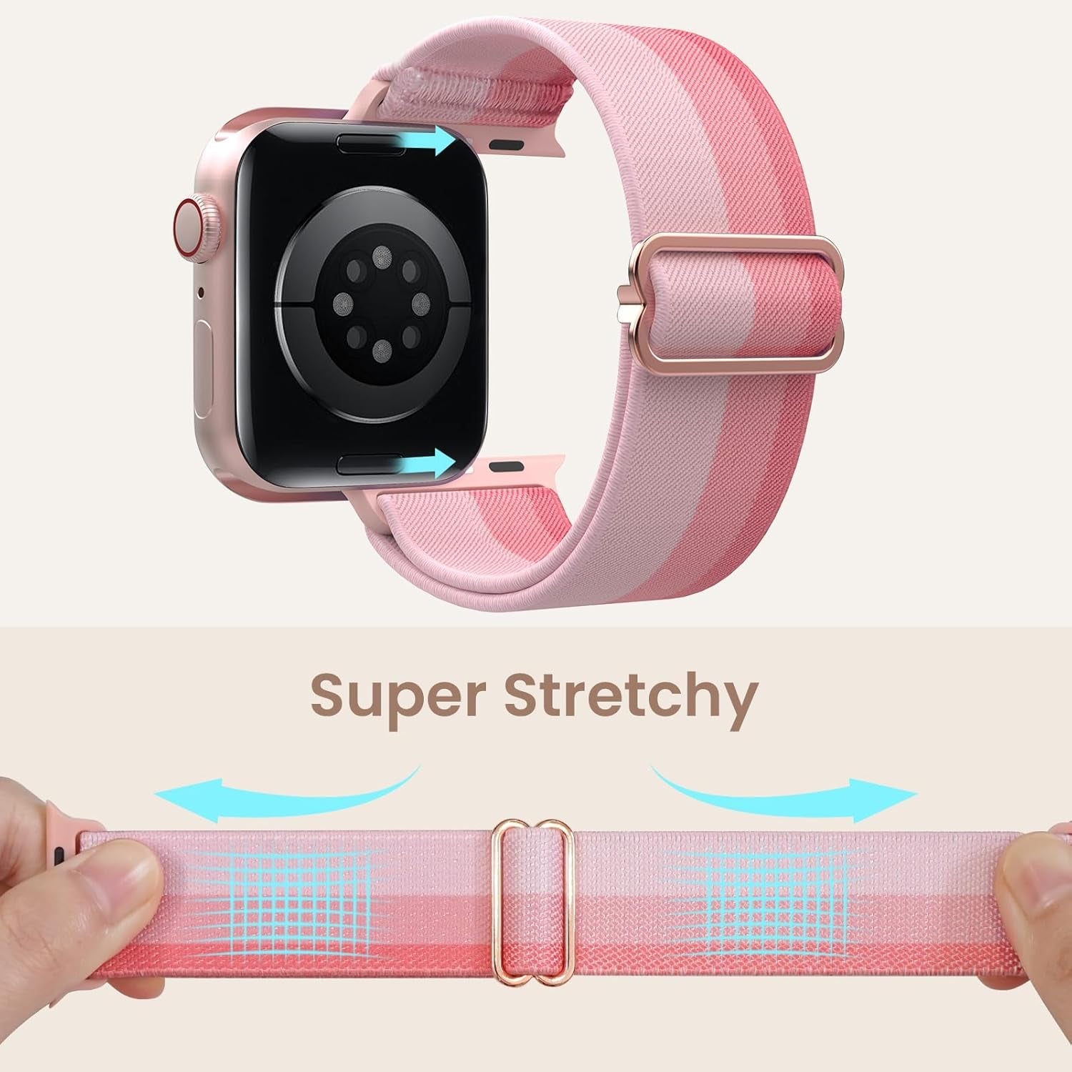 Delidigi Compatible with Stretchy Apple Watch Band 38Mm 40Mm 41Mm 42Mm 44Mm 45Mm 49Mm for Women Men, Gradient Color Nylon Adjustable Straps for Iwatch Series 9 8 7 6 SE 5 4 3 2 1 Ultra Ultra 2