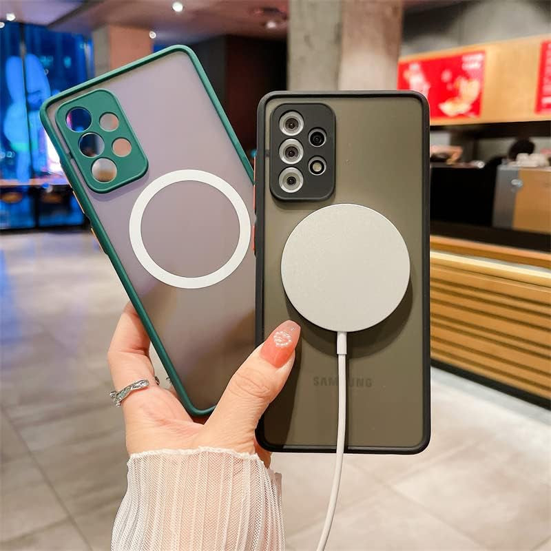 Galaxy A53 5G Case Magnetic [Support Magsafe Charger] Wireless Anti-Scratch Shockproof Matte Clear Full Camera Protection Slim Thin Phone Cover Case for Samsung Galaxy A53 5G 6.5"-Black