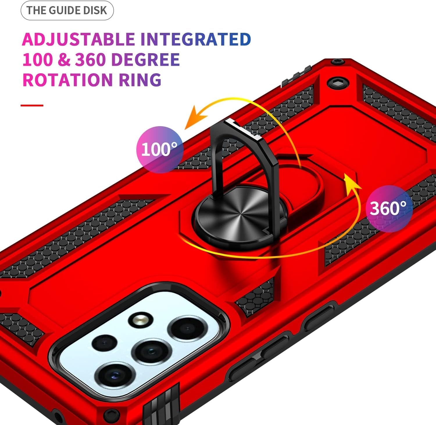 For Samsung A53 5G Case with Screen Protector,Galaxy A53 5G Phone Case,360 Degree Rotation Ring Kickstand Military-Grade Shockproof with Magnetic Car Mount Cover for Samsung Galaxy A53 5G (Red)
