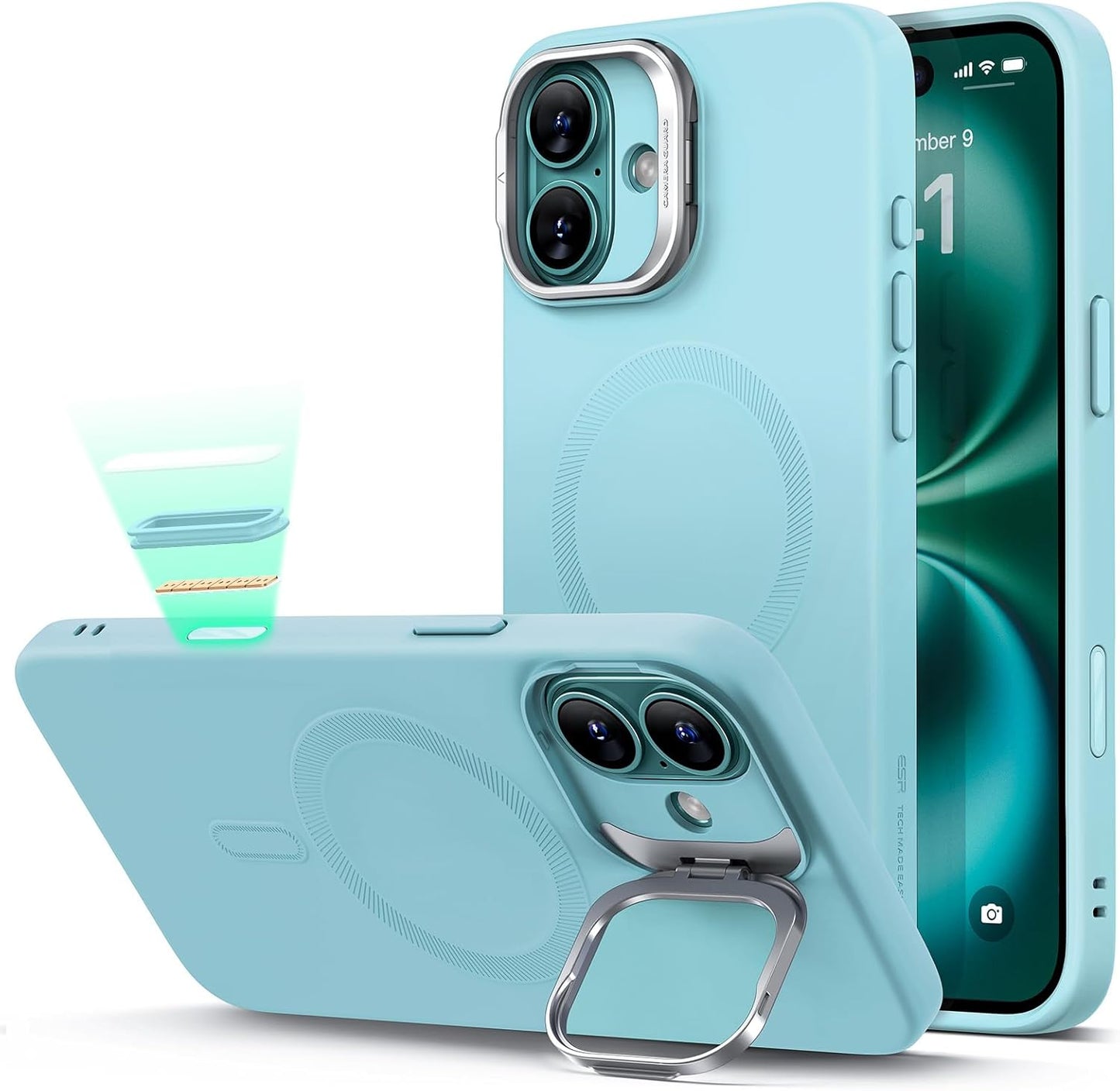 ESR for Iphone 17 Pro Max Case with Stash Stand, Camera Control Cover Compatible with Magsafe, Military-Grade Drop Protection Phone Case for Iphone 17 Pro Max, Scratch-Resistant Back Cover, Clear