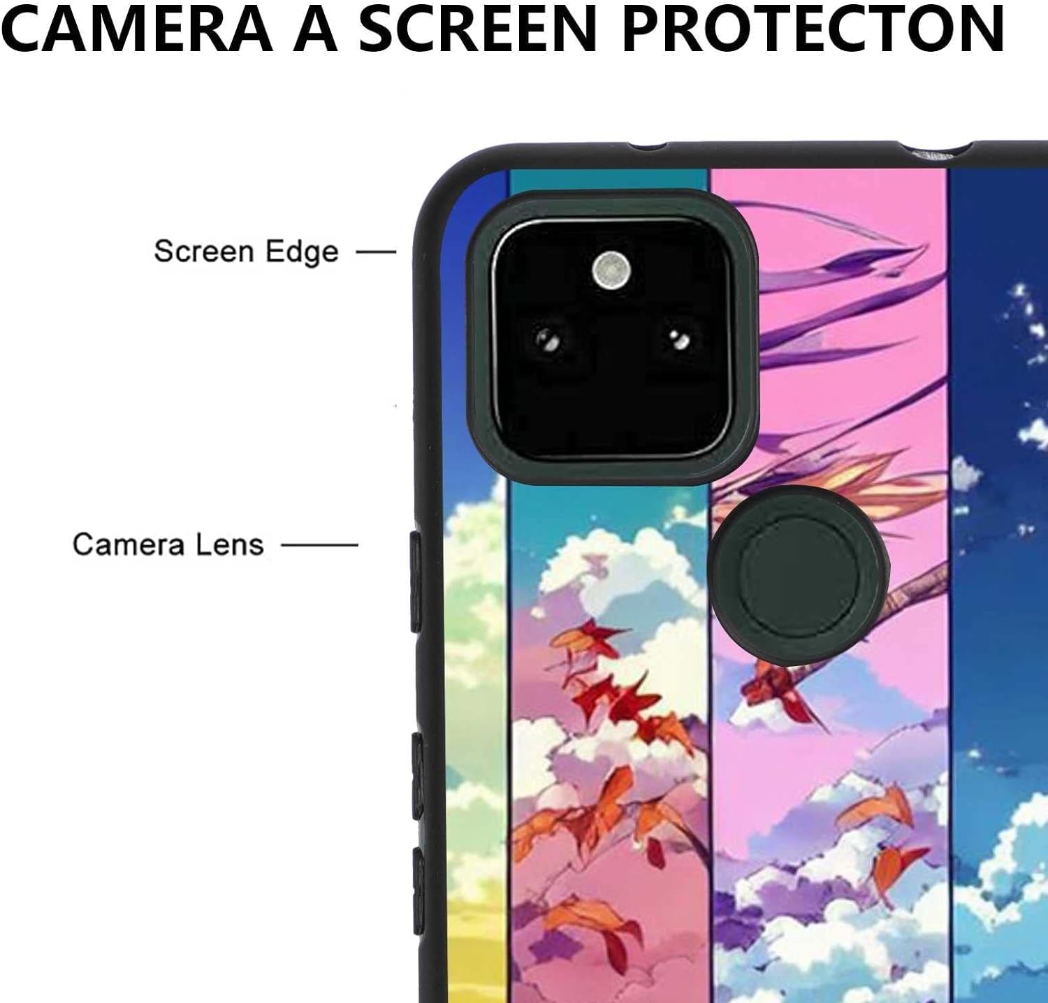 Compatible with Google Pixel 5A 5G Anime Case, Anime Nature Landscape Collage Pattern for Google Case Men Women, Soft Silicone Trendy Shockproof Case for Google  taciengbo   