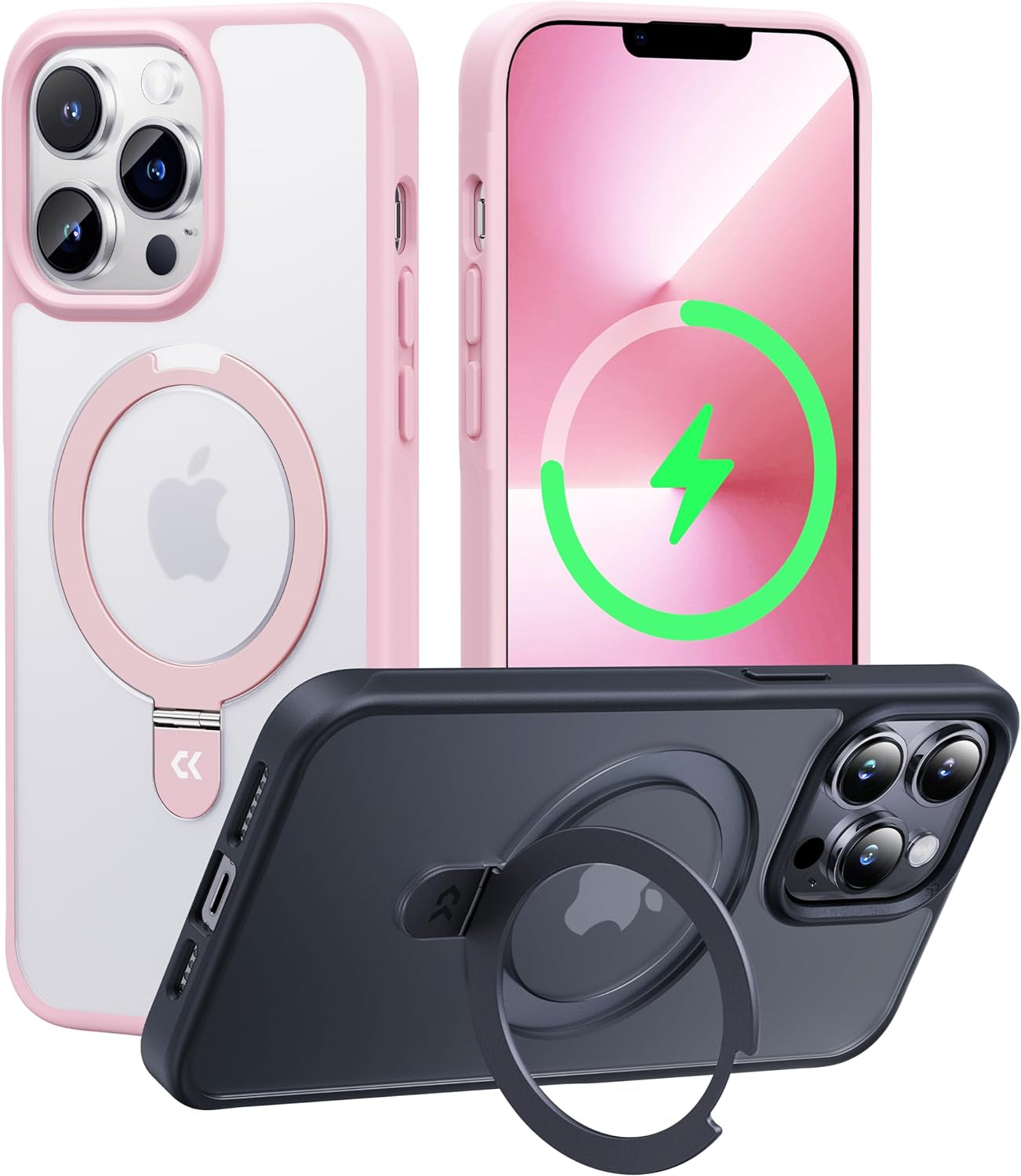CASEKOO for Iphone 14 Pro Case with Magnetic Ring Stand [Military Drop Protection] [Compatible with Magsafe] Shockproof Slim Translucent Matte Phone Cases 6.1 Inch 2022, Purple  CASEKOO Pink For Iphone 13 Pro Max 