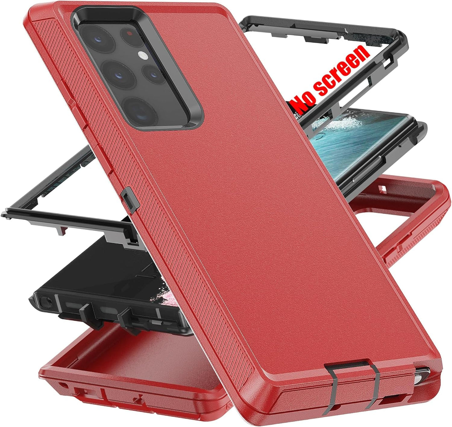 AYMECL for S22 Ultra Case,Samsung S22 Ultra Case [Military Grade] 3 in 1 Full Body Shockproof Dust/Drop Proof Heavy Duty Protection Cover,For Samsung Galaxy S22 Ultra 6.8 Inch,Pink+Wine Red