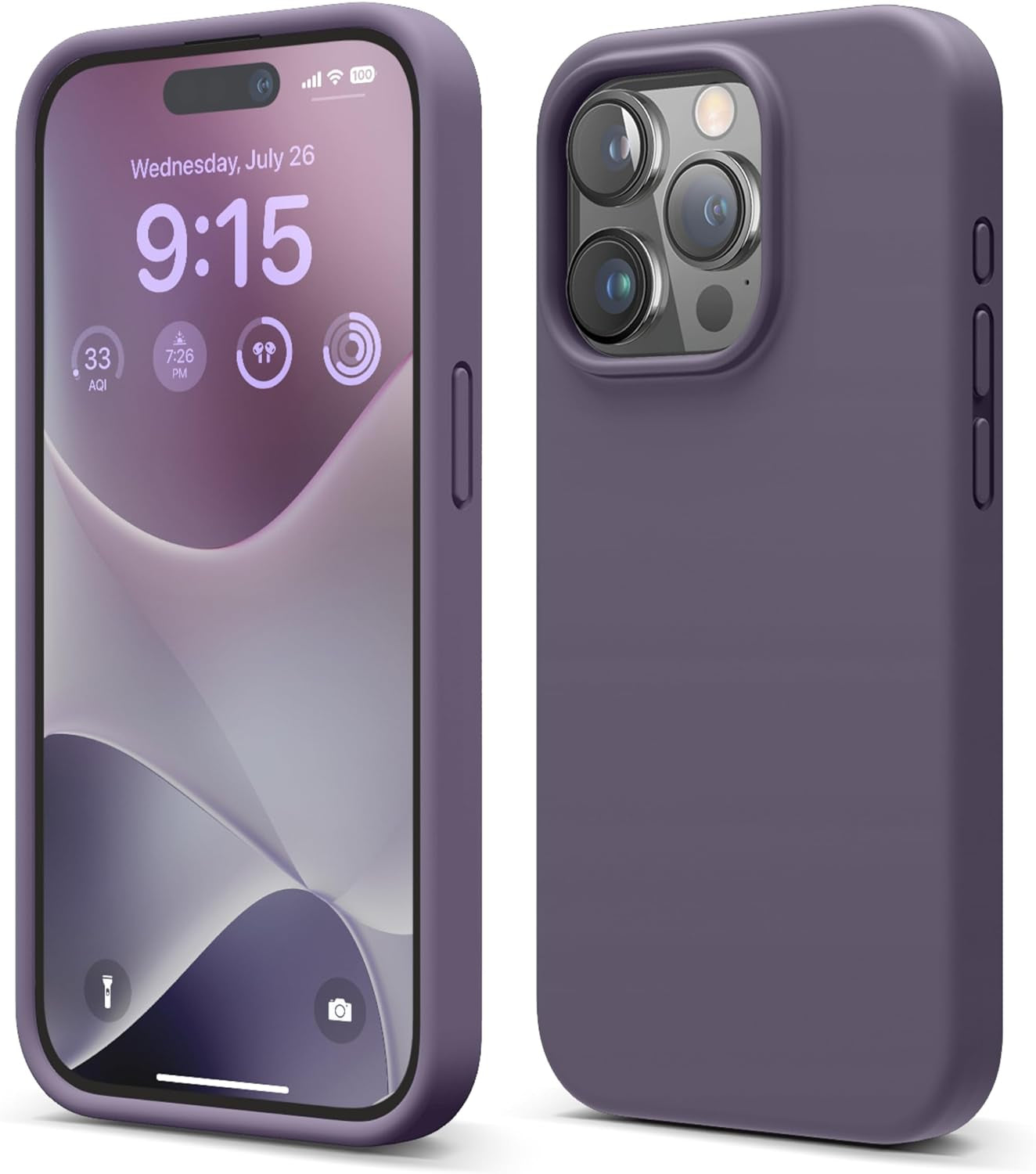 Elago Compatible with Iphone 15 Pro Case, Liquid Silicone Case, Full Body Protective Cover, Shockproof, Slim Phone Case, Anti-Scratch Soft Microfiber Lining, 6.1 Inch (Brown)  elago Deep Lavender  