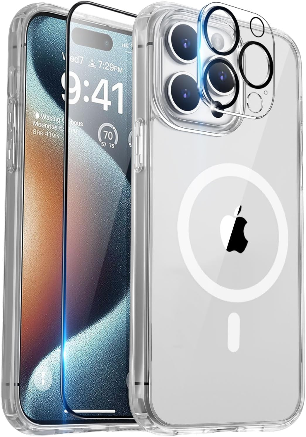 Bosskiss Ultra Strong Magnetic for Iphone 15 Pro Case, [Compatible with Magsafe] [Glass Screen + Camera Protector] Slim Translucent Matte Shockproof Case for Iphone 15 Pro Case 6.1 Inch, Black  BossKiss   