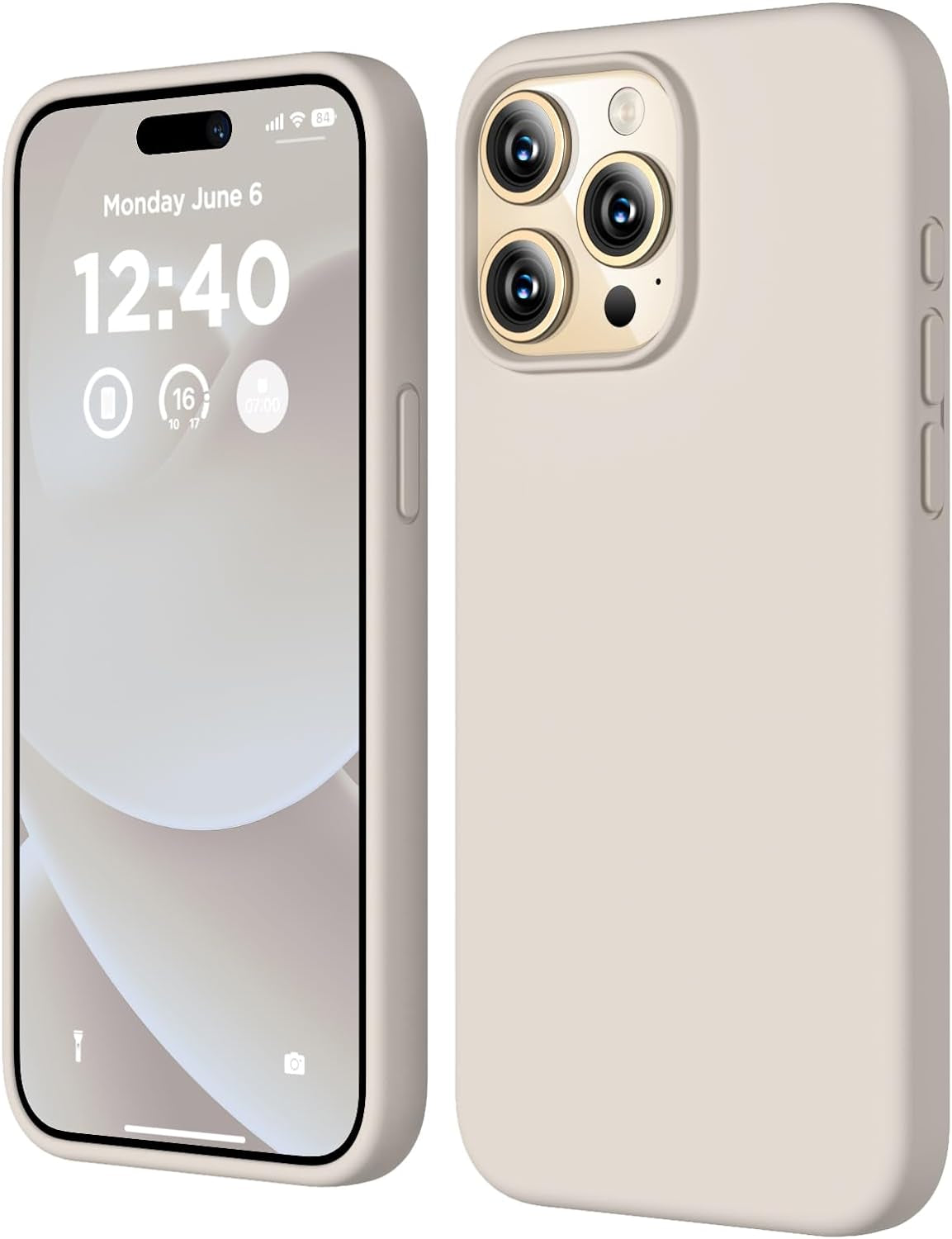 COFFKER Compatible with Iphone 15 Pro Case, Liquid Silicone Case, Full Body Shockproof Protective Cover Slim Thin Phone Case with Soft Anti-Scratch Microfiber Lining, 6.1 Inch-Orange  COFFKER Stone  