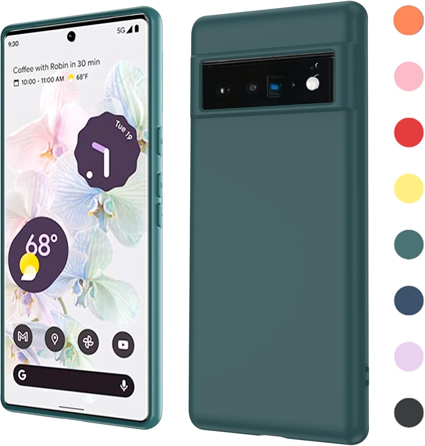 Leyi for Pixel 6A 5G Case: Google Pixel 6A Case with [2 Pack] Tempered Glass Screen Protector Liquid Silicone Soft Microfiber Liner Cover Case Pixel 6A, Red  LeYi Green Google Pixel 6 Pro 