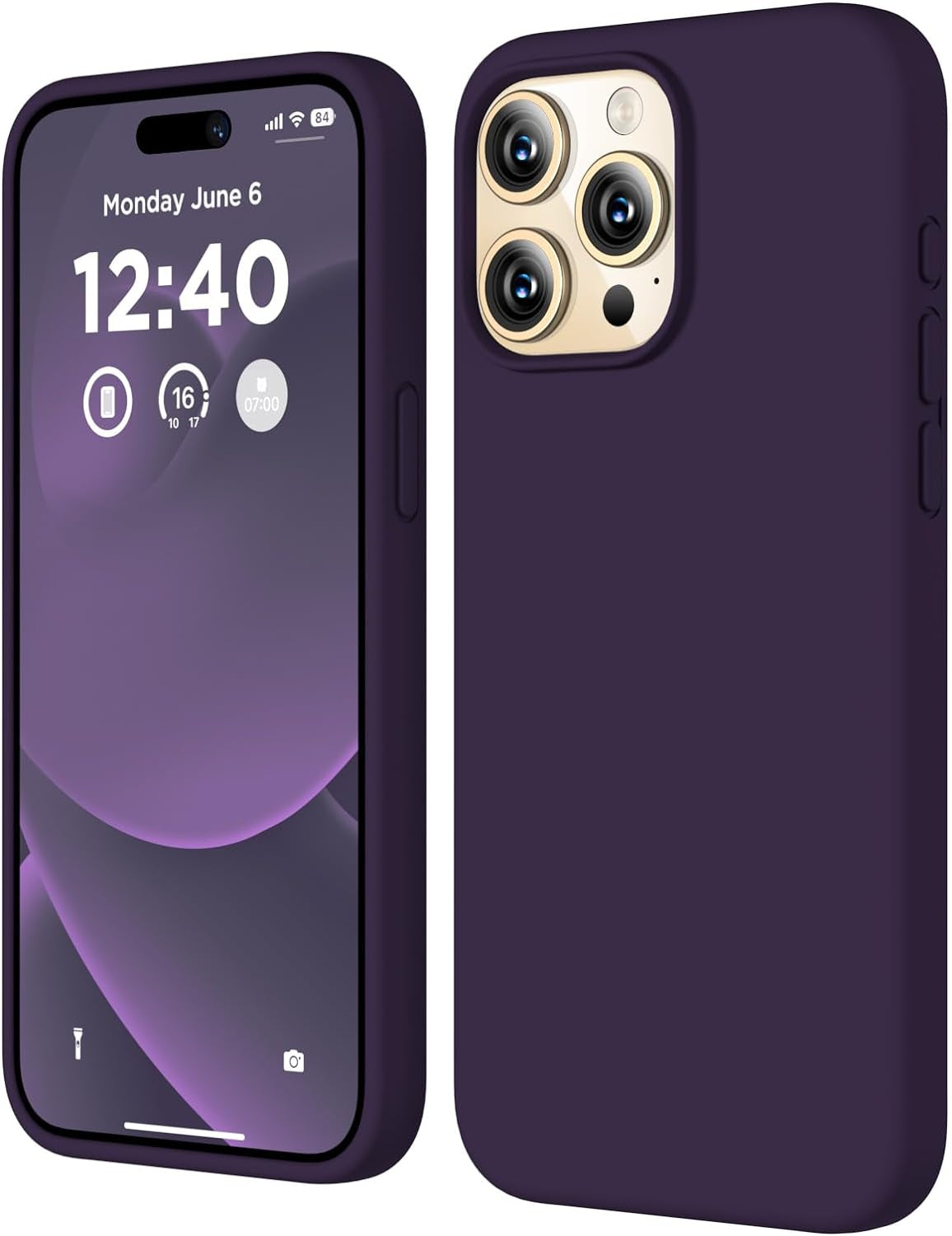 COFFKER Compatible with Iphone 15 Pro Case, Liquid Silicone Case, Full Body Shockproof Protective Cover Slim Thin Phone Case with Soft Anti-Scratch Microfiber Lining, 6.1 Inch-Orange  COFFKER Deep Purple  