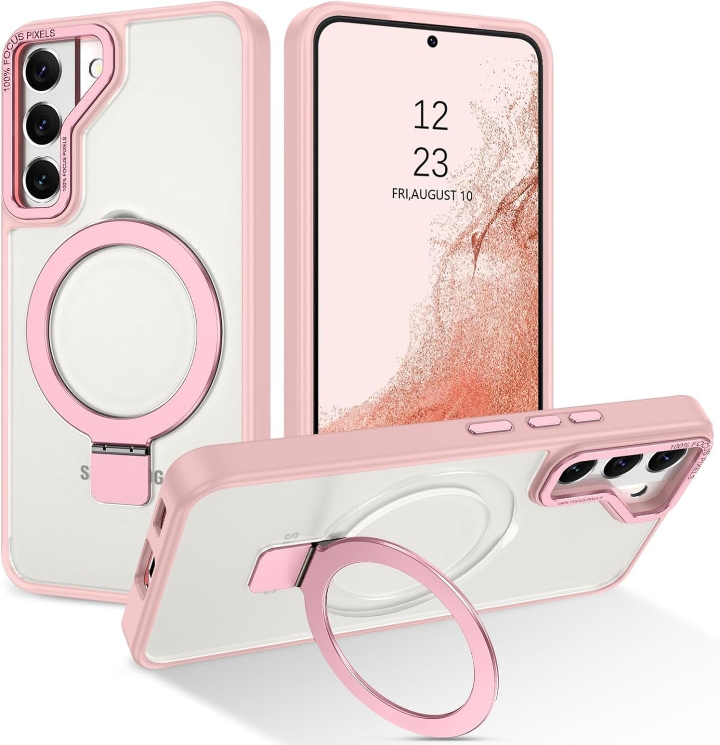 DUEDUE for Samsung Galaxy S22 Case Magnetic with Ring Stand [Compatible with Magsafe], Full Body Protective Cover Slim Shockproof Kickstand Phone Case for Galaxy S22 6.1", Black