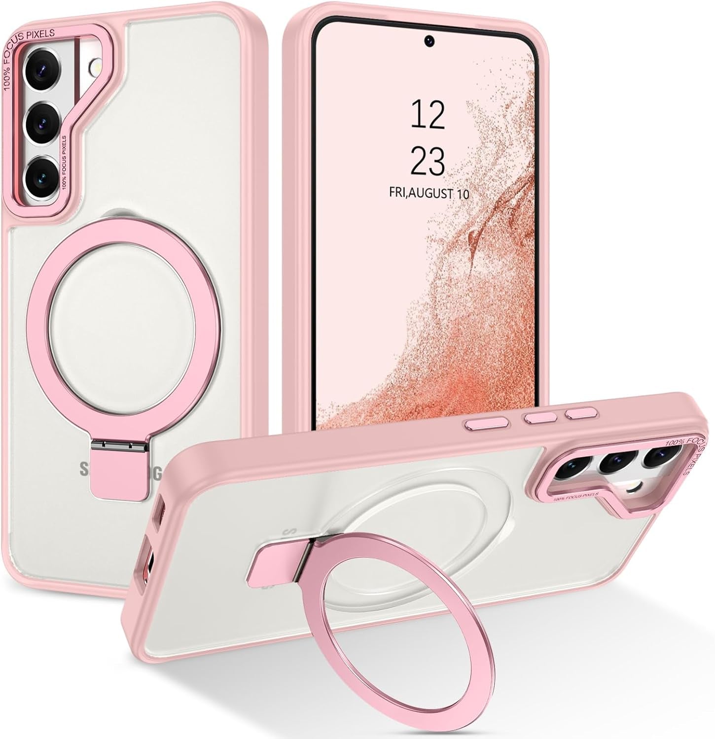 DUEDUE for Samsung Galaxy S22 Case Magnetic with Ring Stand [Compatible with Magsafe], Full Body Protective Cover Slim Shockproof Kickstand Phone Case for Galaxy S22 6.1", Black