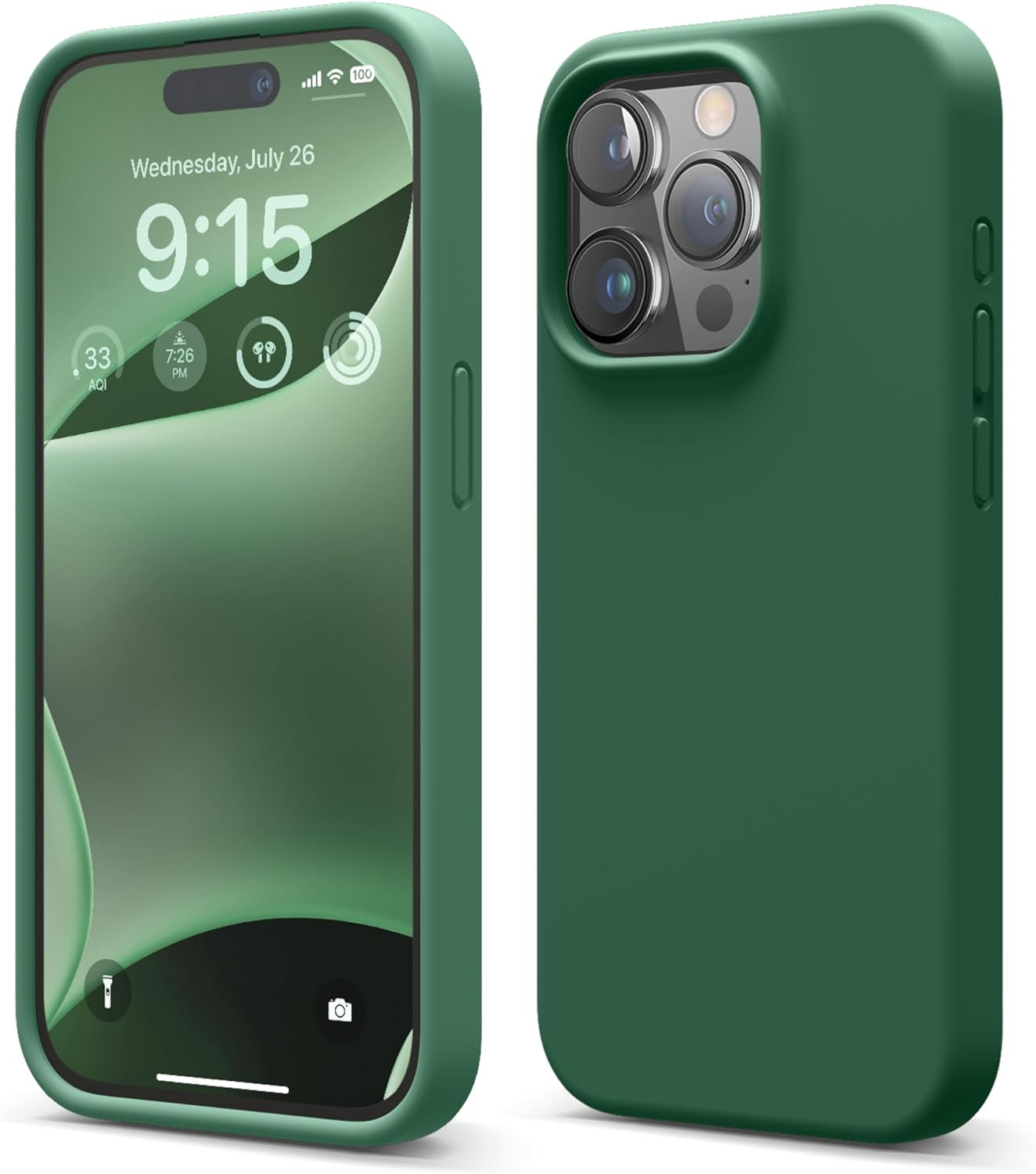 Elago Compatible with Iphone 15 Pro Case, Liquid Silicone Case, Full Body Protective Cover, Shockproof, Slim Phone Case, Anti-Scratch Soft Microfiber Lining, 6.1 Inch (Brown)  elago Alpine Green  