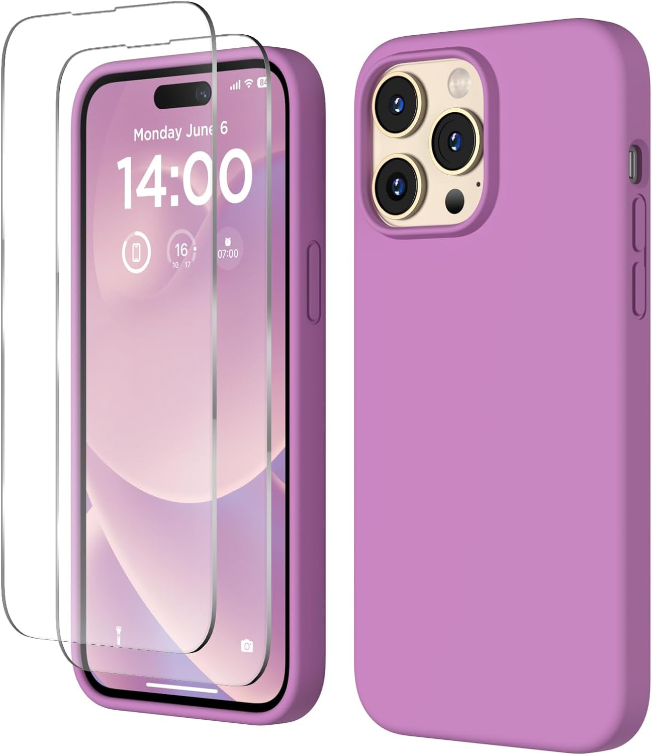 COFFKER Designed for Iphone 14 Pro Max Case, Liquid Silicone Case [2X Screen Protectors], Shockproof Slim Thin Protective Phone Case with Soft Anti-Scratch Microfiber Lining, 6.7 Inch, Calke Green  COFFKER   