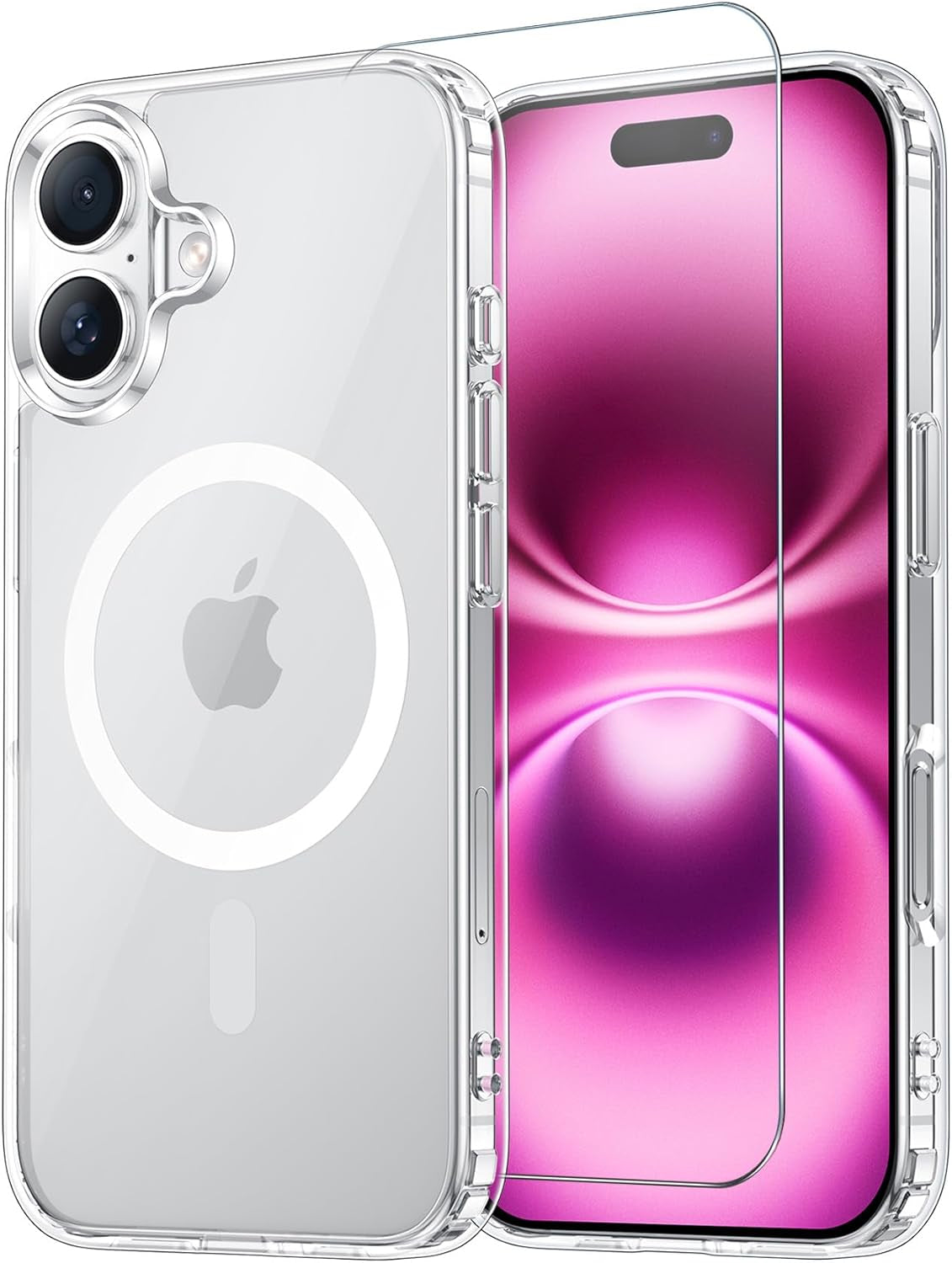 Temdan for Iphone 17 Pro Max Case Clear with Screen Protector, Compatible with Magsafe, Anti-Yellowing, Military-Grade Protection, Shockproof Slim Magnetic Phone Case Cover, Transparent