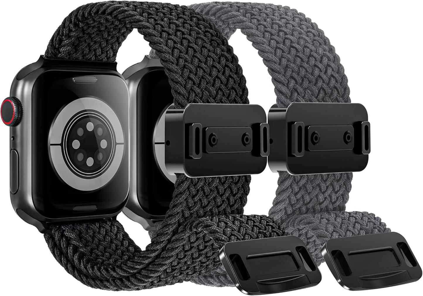 Arae 2 Pack Magnetic Stretchy Watch Band Compatible for Apple Watch Band 38Mm 40Mm 41Mm,Comfortable Adjustable Straps for Iwatch Series 9 8 7 6 5 4 SE 3 2 1 Ultra 1 2 Women Men,Black+Space Gray