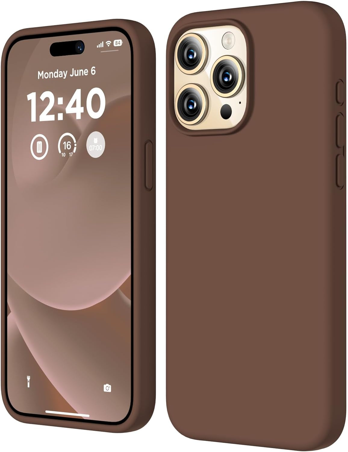 COFFKER Compatible with Iphone 15 Pro Case, Liquid Silicone Case, Full Body Shockproof Protective Cover Slim Thin Phone Case with Soft Anti-Scratch Microfiber Lining, 6.1 Inch-Orange  COFFKER Chocolate  