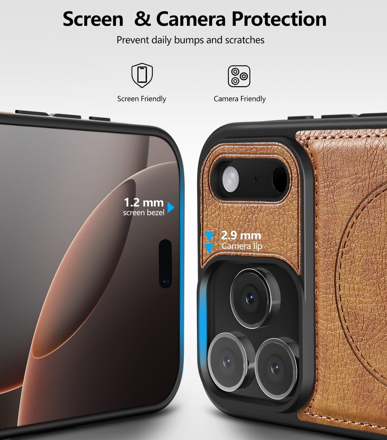 Magnetic for Iphone 17 Pro Max Leather Case,Built-In Invisible Stand [Compatible with Magsafe] Protective Slim Kickstand Phone Cover for Iphone 17 Pro Max,Brown