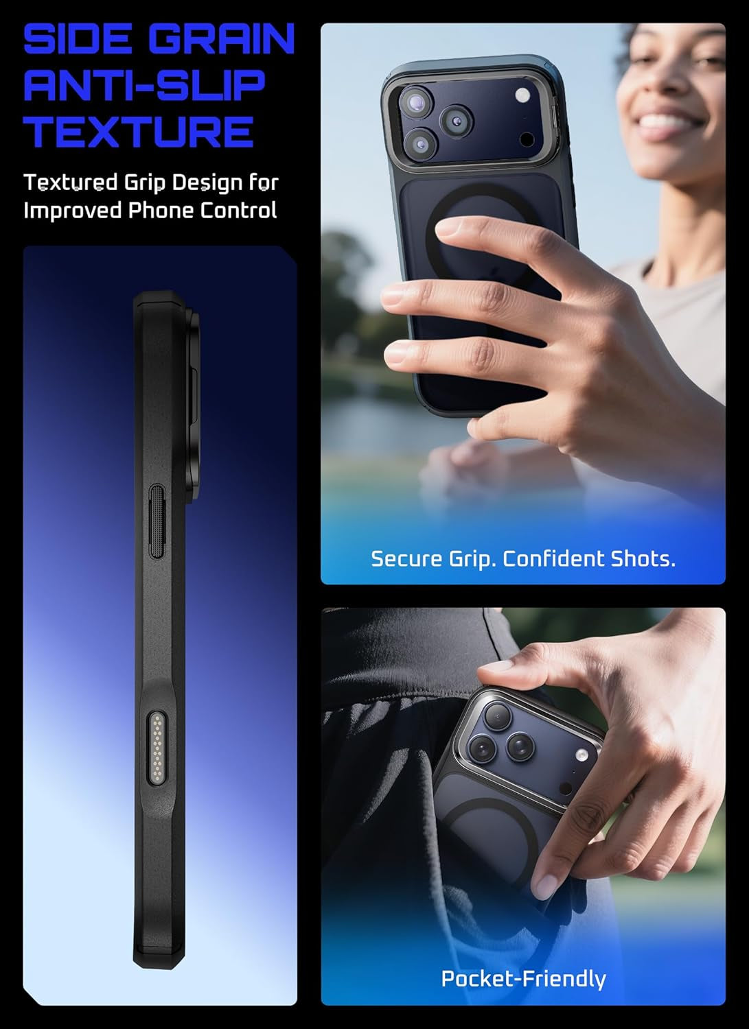 SUPCASE for Iphone 17 Pro Max Case with Camera Control Button (Unicorn Beetle Mag), [Compatible with Magsafe] [Built-In Kickstand] Slim Protective Magnetic Translucent Back Phone Case, Black