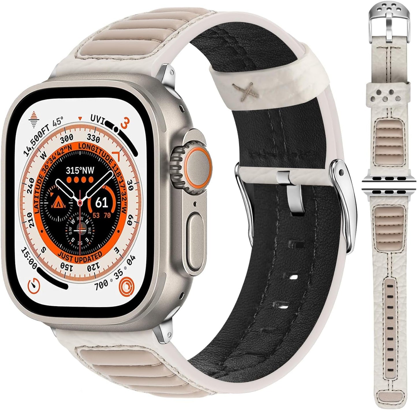 Fullmosa Café Racer Leather Apple Watch Band 49Mm 45Mm 44Mm 42Mm 41Mm 40Mm 38Mm Genuine Iwatch Bands for Men/Women Easily Upgrade Your Apple Watch with Premium Smart Watch Bands