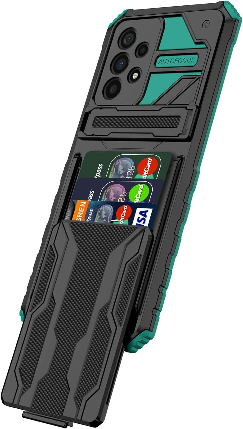 For Samsung Galaxy A53 5G Wallet Case with Credit Card Holder Stand Kickstand Slim Rugged Shockproof Heavy Duty Defender Armor 【Military Grade】 Protective Phone Case - Blue