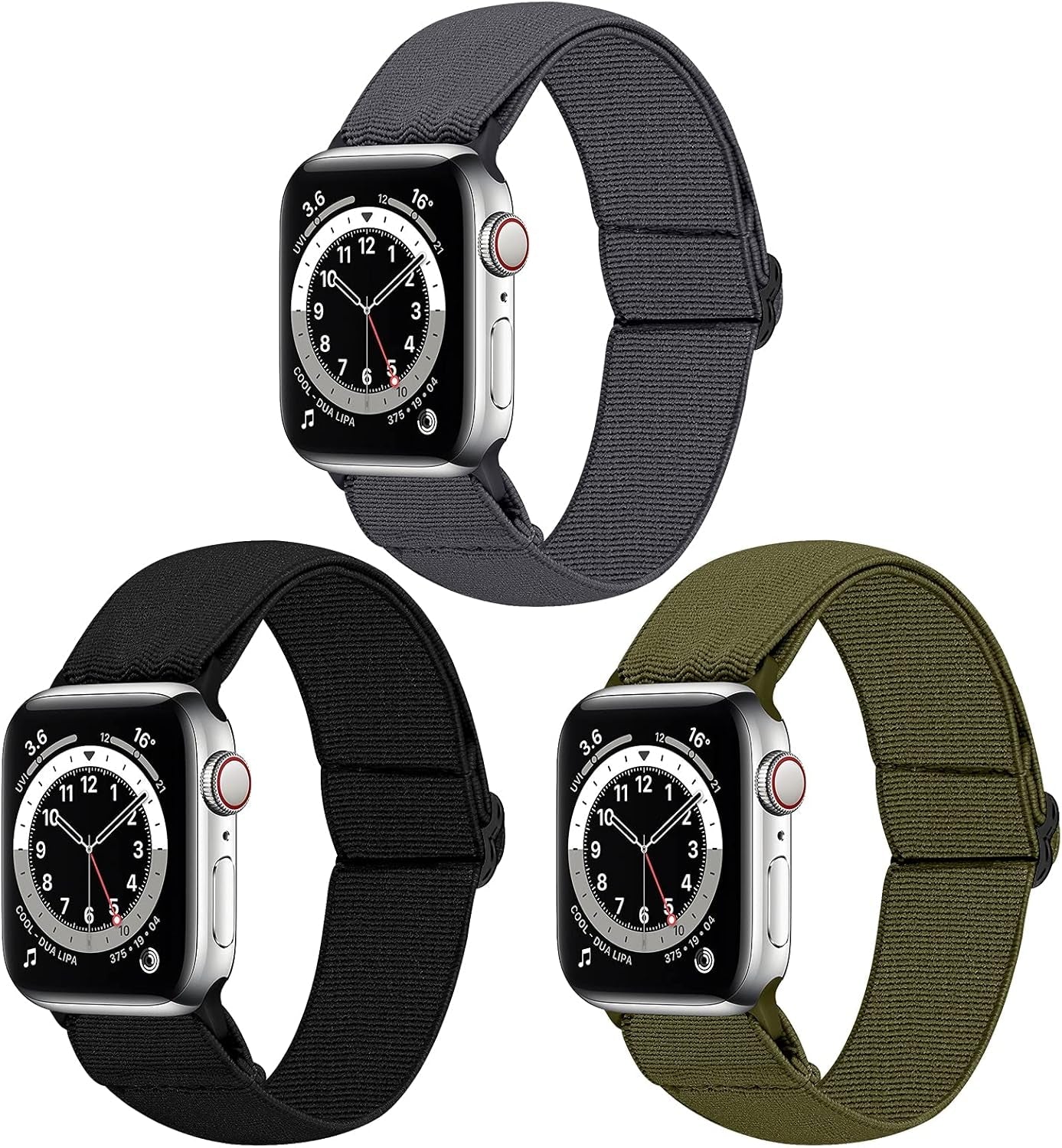 Dsytom 3 Pack Elastic Band Compatible with Apple Watch Bands 38Mm 41Mm 40Mm 42Mm 44Mm 45Mm 49Mm, Adjustable Stretchy Nylon Bands for Iwatch Series 9 Ultra 2 8/7/6/5/4/3/2/1 SE Strap for Women
