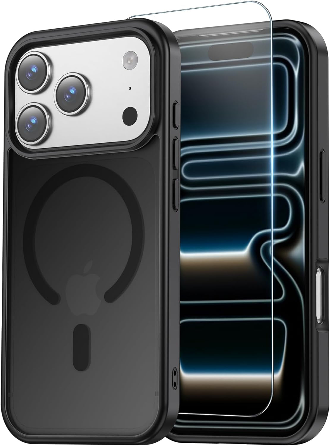 Temdan for Iphone 17 Pro Case Clear with Screen Protector, Compatible with Magsafe, Anti-Yellowing, Military-Grade Protection, Shockproof Slim Magnetic Phone Case Cover, Transparent