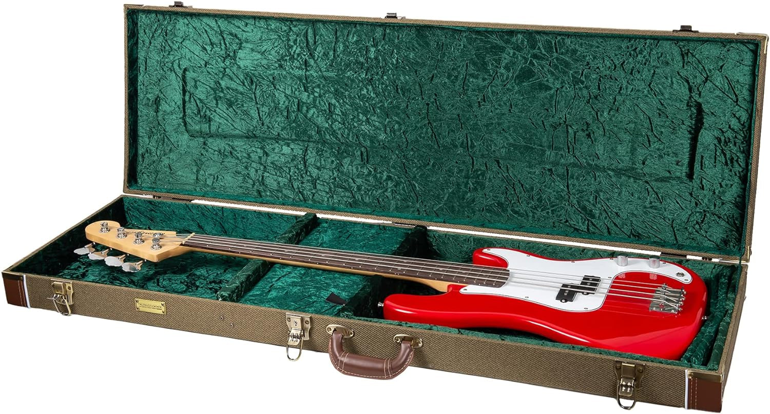 Crossrock Hard-Shell Wood Case for Les Paul Electric Guitars with Removable Shoulder Straps-Tweed(Crw700Ltw)  Crossrock Green Bass 