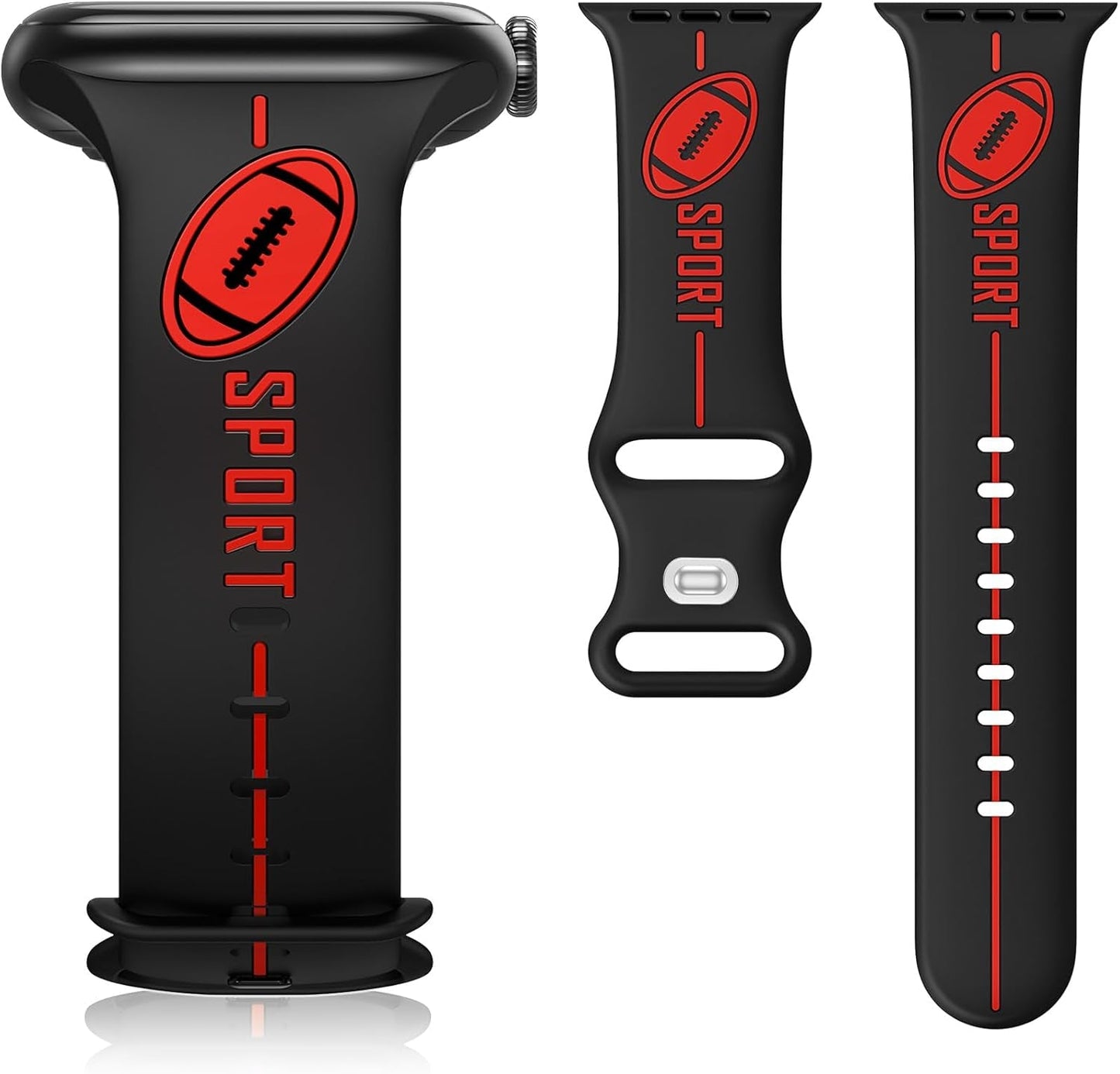 Designer Band for Apple Watch Band 38Mm 40Mm 41Mm 42Mm 44Mm 45Mm 49Mm Women Men,Silicone Waterproof Football Sport Strap for Iwatch Series 9 Ultra 8 7 6 5 4 3 2 1 SE Replacement Wristbands Grey Green