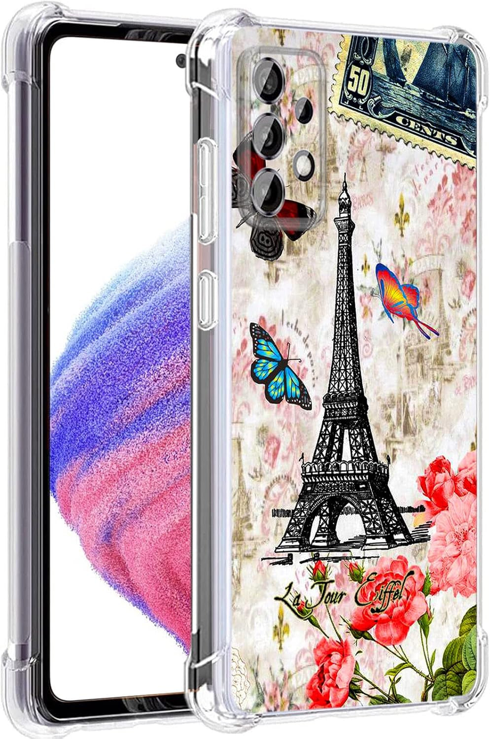 Galaxy A53 5G Case, Plum Blossom Flower Drop Protection Shockproof Case TPU Full Body Protective Scratch-Resistant Cover for Samsung Galaxy A53 5G