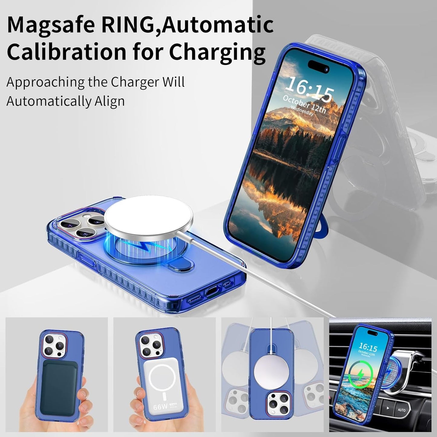 Flodsw Shockproof Case for Iphone 15 Pro,Compatible with Magsafe,Stronger Magnetic Iphone 15 Pro Case with Stand,Dual Layer Phone Case,[Military Drop Protection][Anti Yellowing] 6.1Inch,Blue  Flodsw   