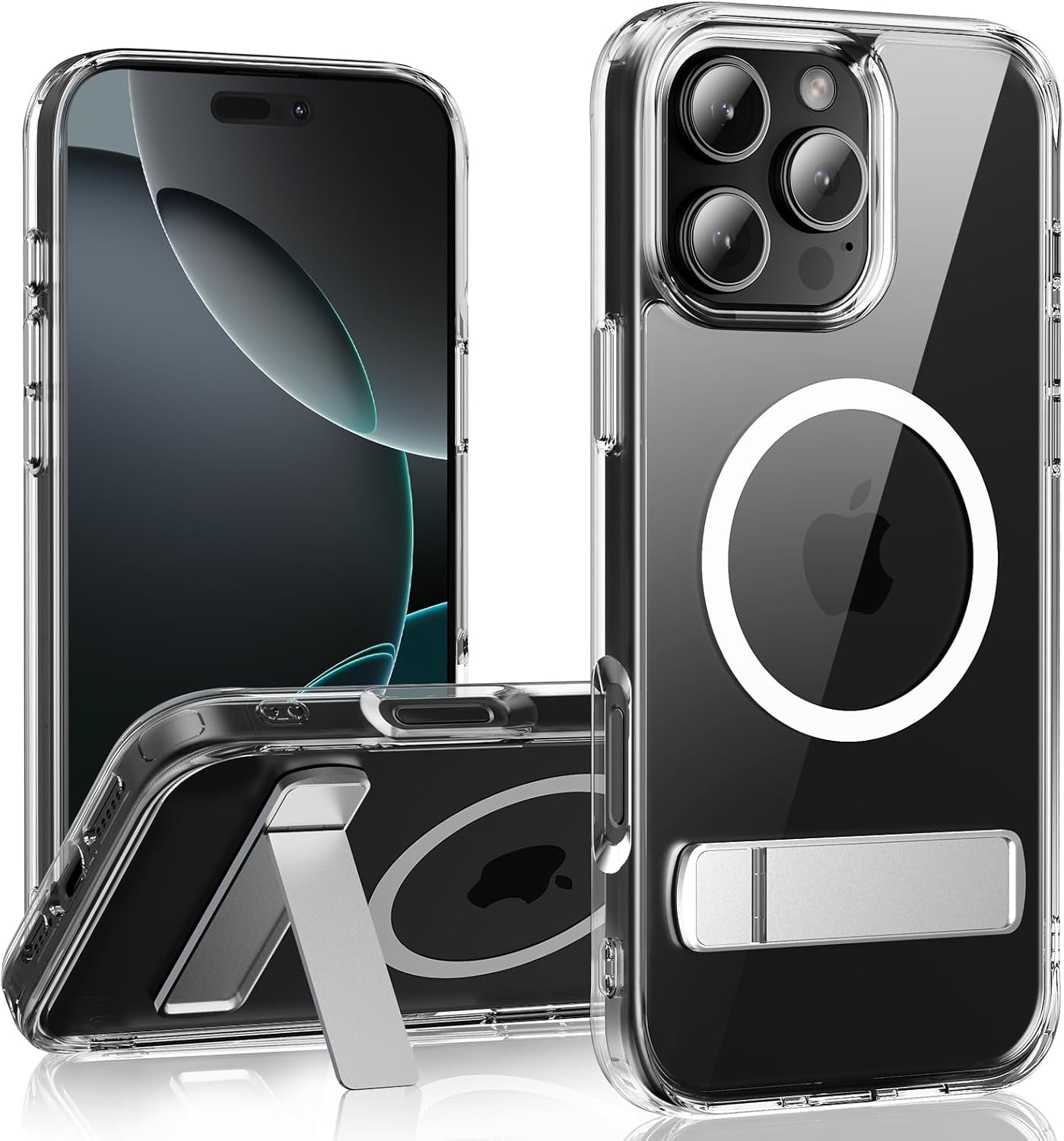 Magnetic for Iphone 17 Pro Max Case with Invisible Stand, Compatible with Magsafe, Military-Grade Drop Protection, Slim Translucent Matte Phone Cover, Black