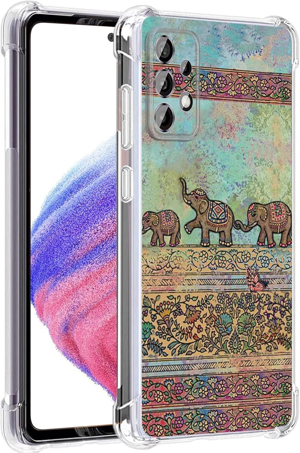 Galaxy A53 5G Case, Plum Blossom Flower Drop Protection Shockproof Case TPU Full Body Protective Scratch-Resistant Cover for Samsung Galaxy A53 5G