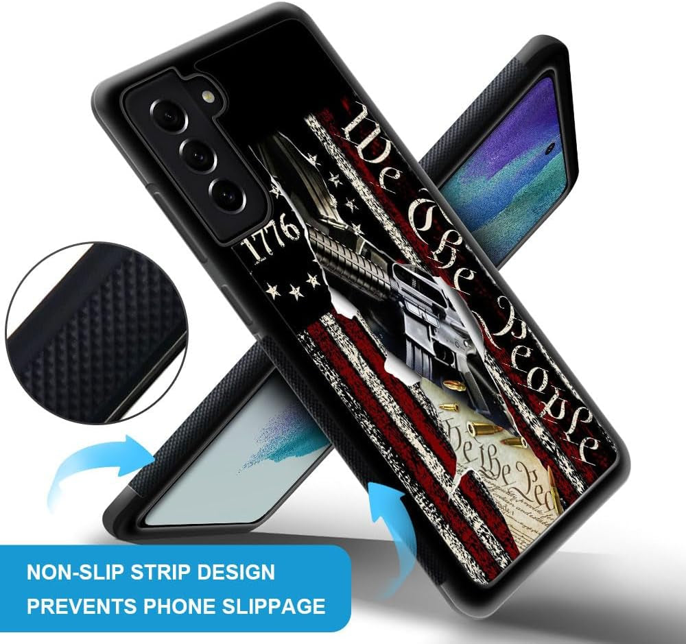 DJSOK Case Compatible with Samsung Galaxy S22 plus Case, Classic Independent American Flag 1776 We the People Pattern Design Pattern Back+Soft Silicone Protective Case