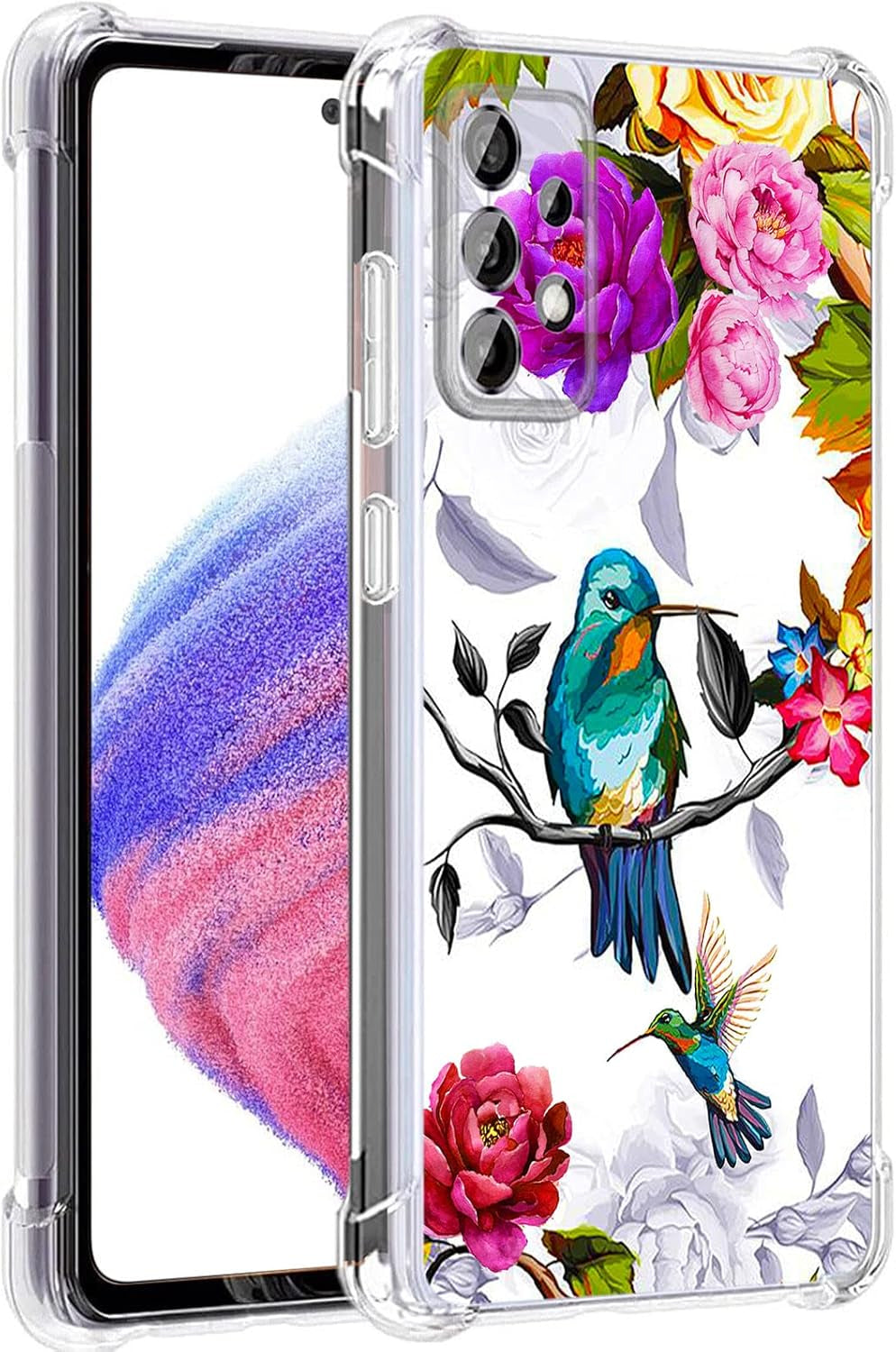 Galaxy A53 5G Case, Plum Blossom Flower Drop Protection Shockproof Case TPU Full Body Protective Scratch-Resistant Cover for Samsung Galaxy A53 5G