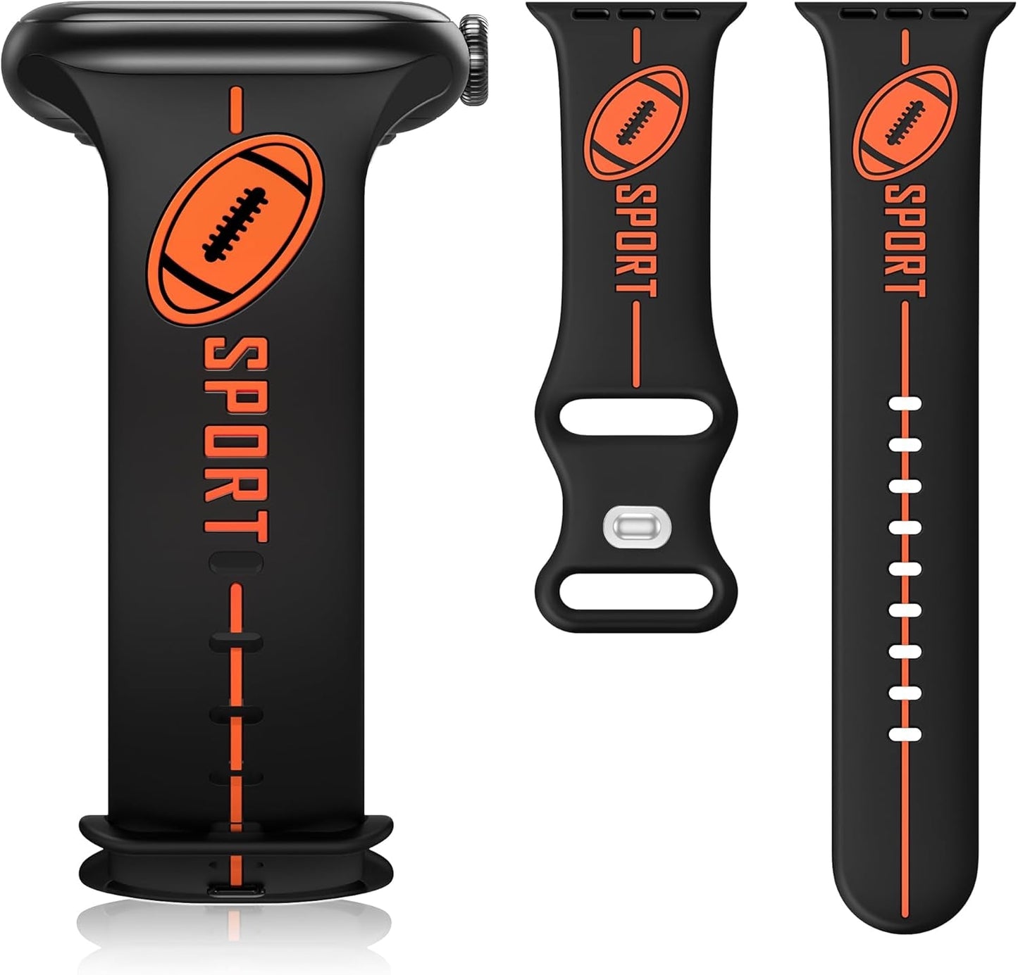 Designer Band for Apple Watch Band 38Mm 40Mm 41Mm 42Mm 44Mm 45Mm 49Mm Women Men,Silicone Waterproof Football Sport Strap for Iwatch Series 9 Ultra 8 7 6 5 4 3 2 1 SE Replacement Wristbands Grey Green