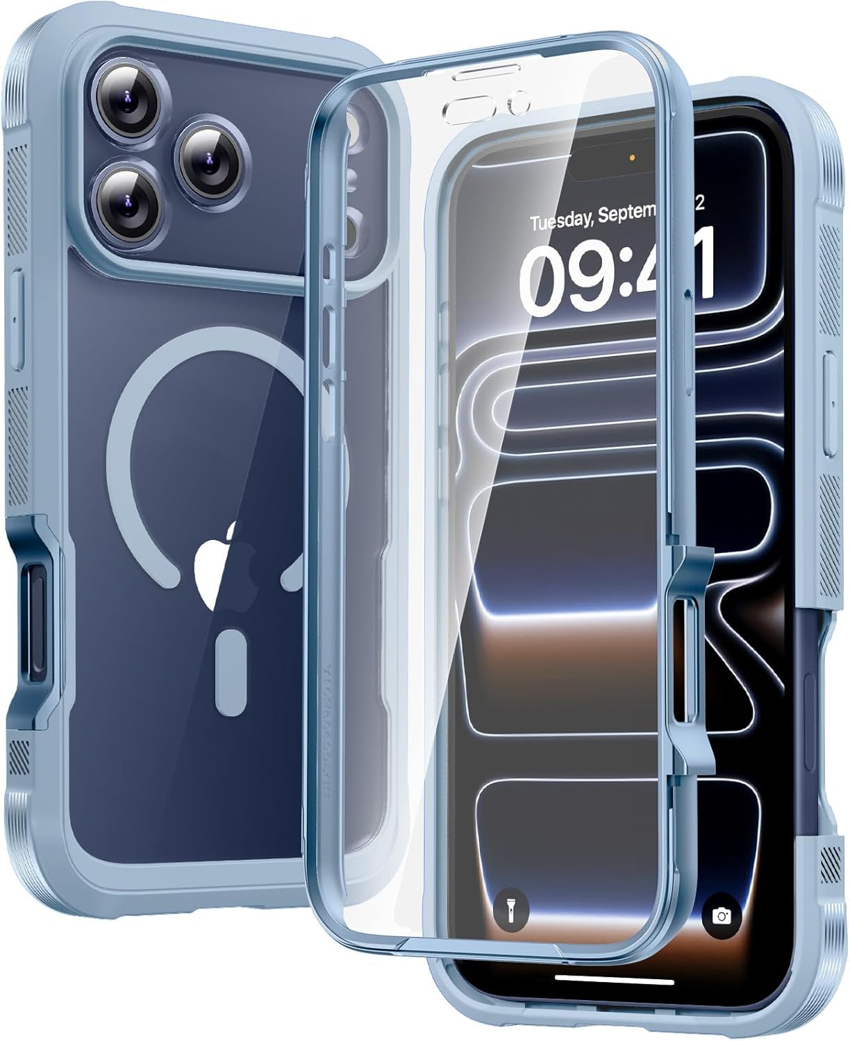 Diaclara Magnetic Designed for Iphone 17 Pro Max Case Full Body Bumper,[Compatible with Magsafe] Military Drop Proof Cover with Built-In Touch Sensitive Anti-Scratch Screen Protector,Orange