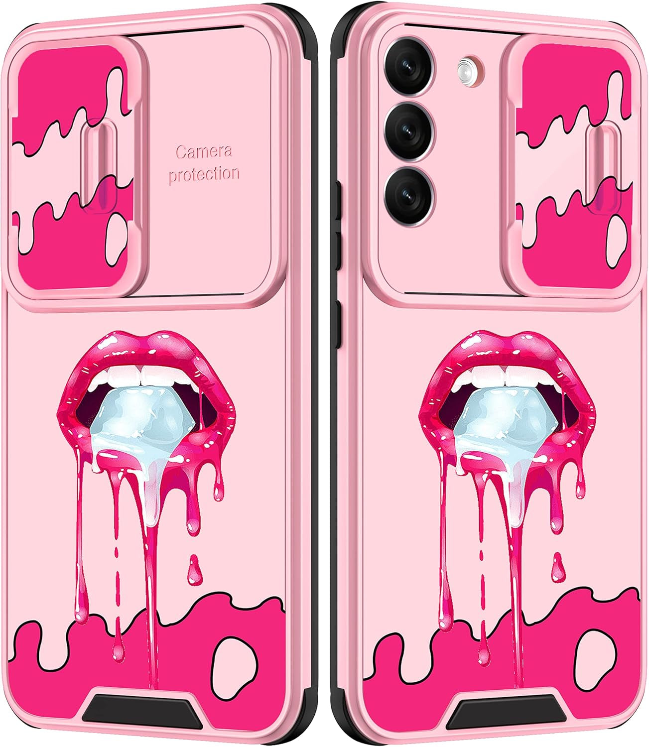 Goocrux for Samsung Galaxy S22 plus Case Leopard for Girls Women Cheetah Print Phone Cover Cute Black Animal Fashion Design with Slide Camera Cover Aesthetic Girly Cases for Galaxy S22 plus 5G 6.6''