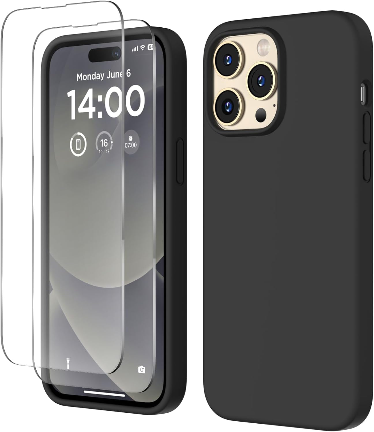 COFFKER Designed for Iphone 14 Pro Max Case, Liquid Silicone Case [2X Screen Protectors], Shockproof Slim Thin Protective Phone Case with Soft Anti-Scratch Microfiber Lining, 6.7 Inch, Calke Green  COFFKER   