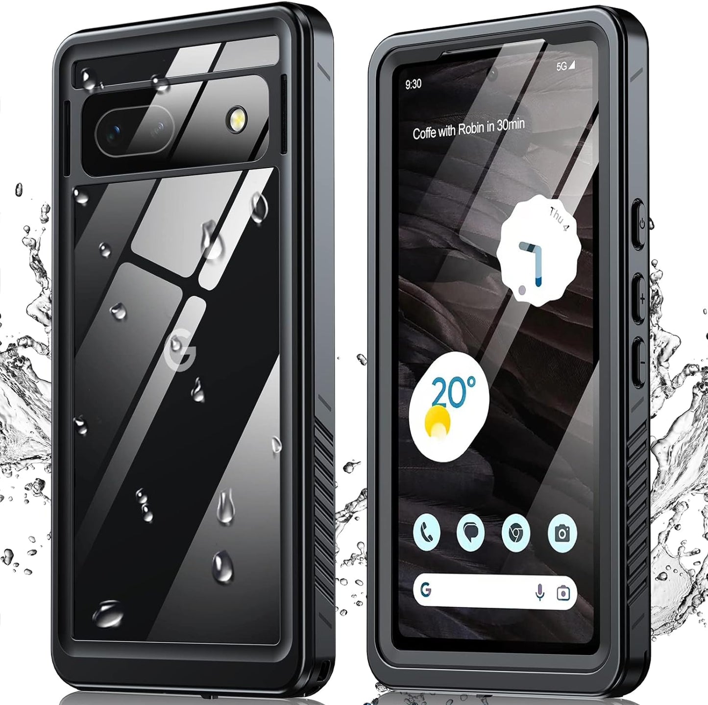 ANTSHARE for Google Pixel 8 Case, Pixel 8 5G Phone Case IP68 Waterproof with Built-In Screen Protector, Full Body Sealed Heavy Duty Shockproof Dustproof Snowproof Clear Case for Pixel 8 - Black  ANTSHARE Black Pixel 7A 