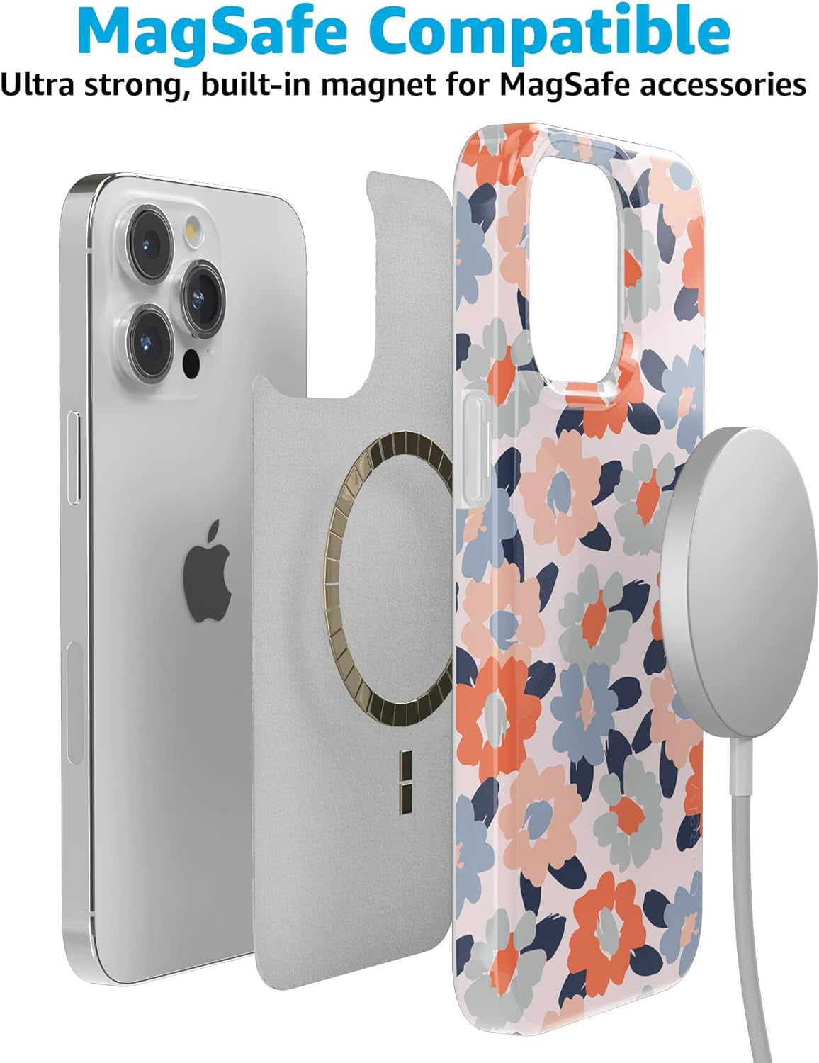 Casely Iphone 15 Pro Case | Field of Flowers | Pastel Floral | Classic Case | Compatible with Magsafe and Action Button  Casely   