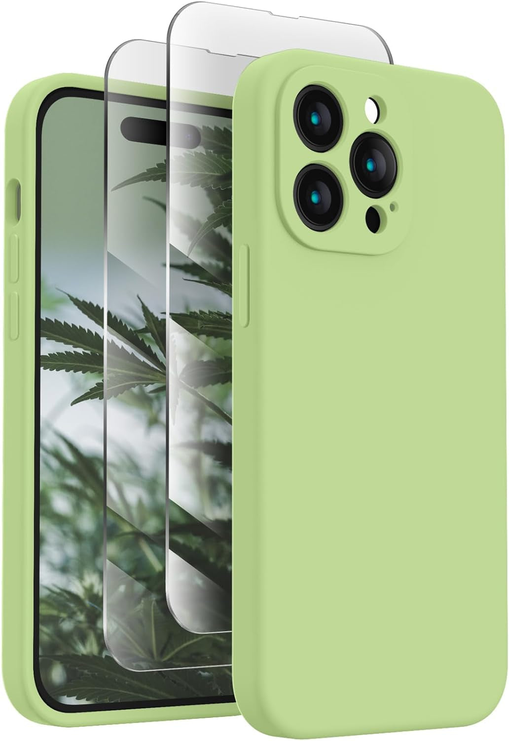 Firenova for Iphone 14 Pro Case, Silicone Upgraded [Camera Protection] Phone Case with [2 Screen Protectors], Soft Anti-Scratch Microfiber Lining Inside, 6.1 Inch,Chalk Pink  FireNova Tea Green  
