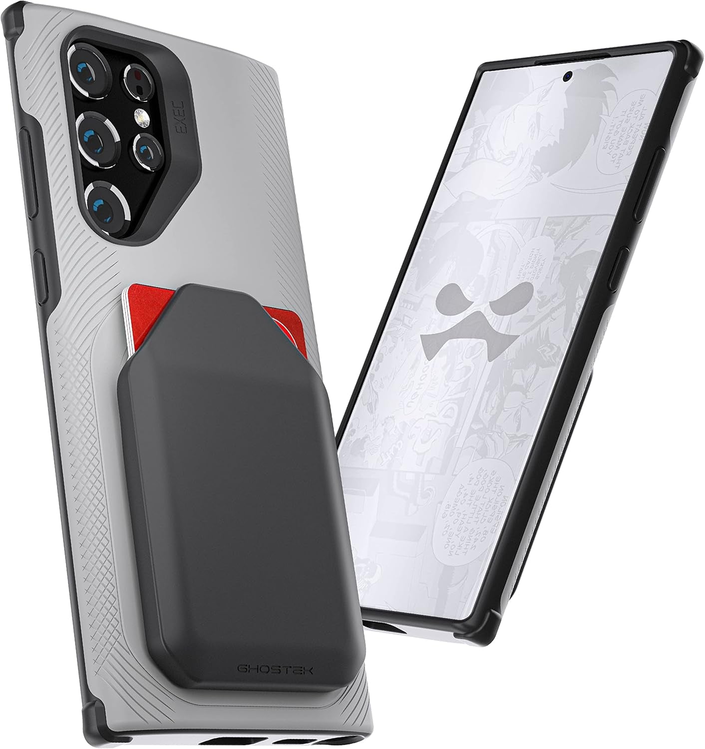 Ghostek EXEC Galaxy S22 plus Case Wallet Card Holder Works with Magnetic Car Vent Mounts Easily Detachable for Wireless Charging Phone Covers Designed for 2022 Samsung Galaxy S22+ 5G (6.6 Inch) (Gray)