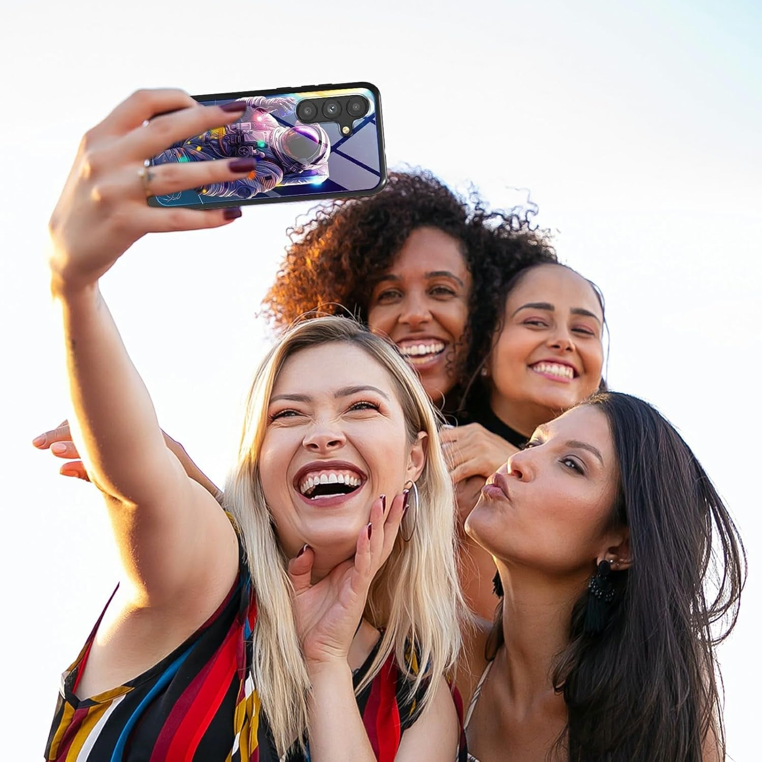 Case for Samsung Galaxy A14 5G,Galaxy A14 5G Case,Tempered Glass Back Cover Soft TPU Bumper Fashion Men Women Phone Case Shockproof Protective Cover for Samsung A14 5G,Astronaut