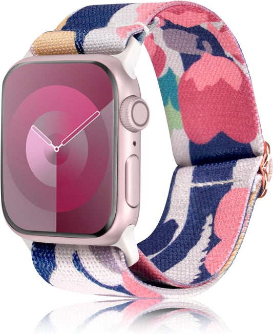 For Stretchy Apple Watch Bands 38Mm 40Mm 41Mm 42Mm 44Mm 45Mm 49Mm Women Girls, Nylon Elastic Replacement Bands Straps for Iwatch Series 9 8 7 6 5 4 3 2 1 SE Ultra 2