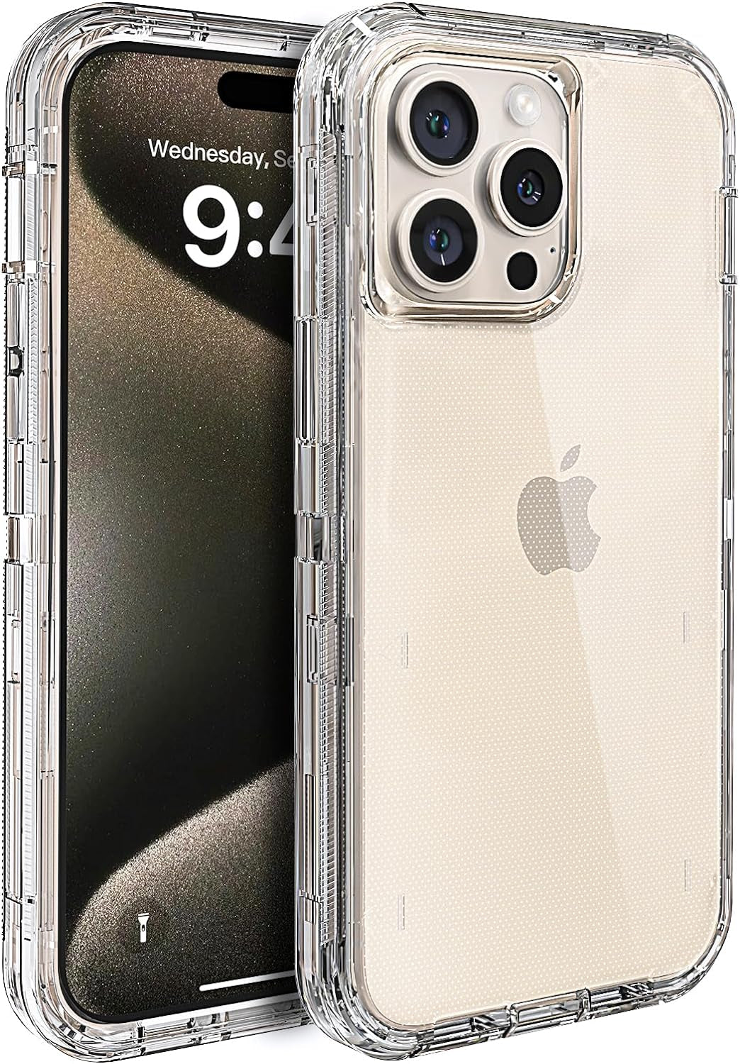 MAXCURY Magnetic for Iphone 15 Pro Max Phone Case, 2 in 1 Shockproof Dropproof Heavy Duty Protection Full Body Rugged Slim & Tough Durable Cover [Compatible with Magsafe] (Rose/Crimson)  MAXCURY Clear  